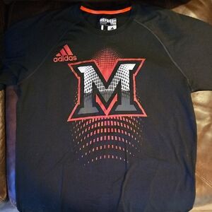 Miami University Adidas Men's Black Tee with Red Graphic